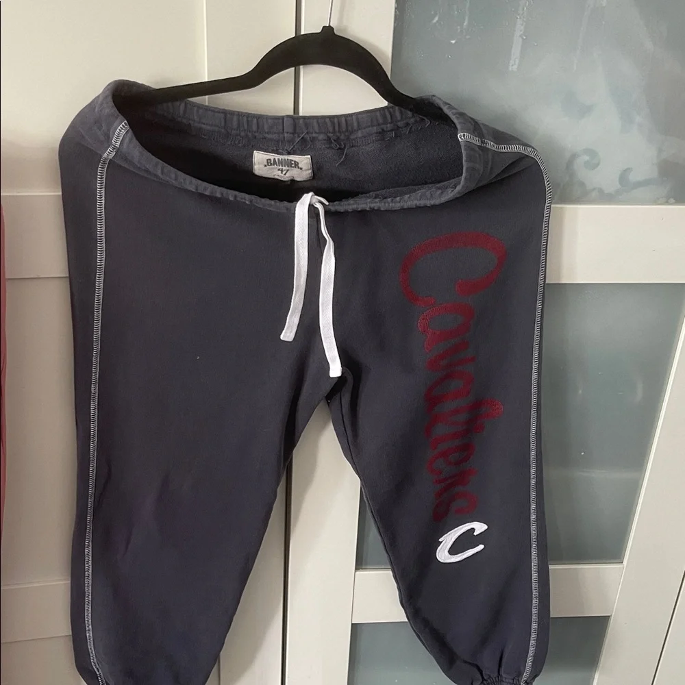Kids Navy Cavaliers Jogger Sweatpants with Red Script
